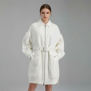 Mixed Media Belted Coat