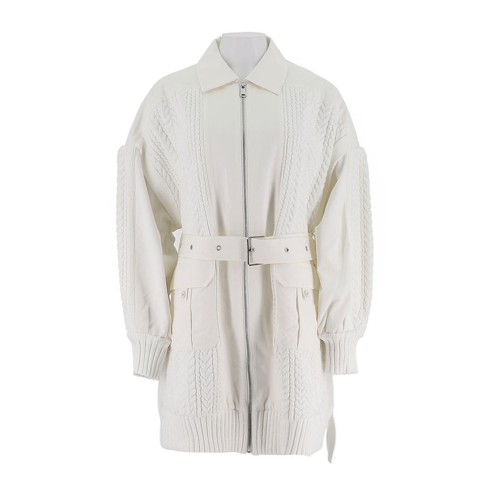 Mixed Media Belted Coat