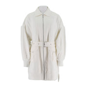 Mixed Media Belted Coat