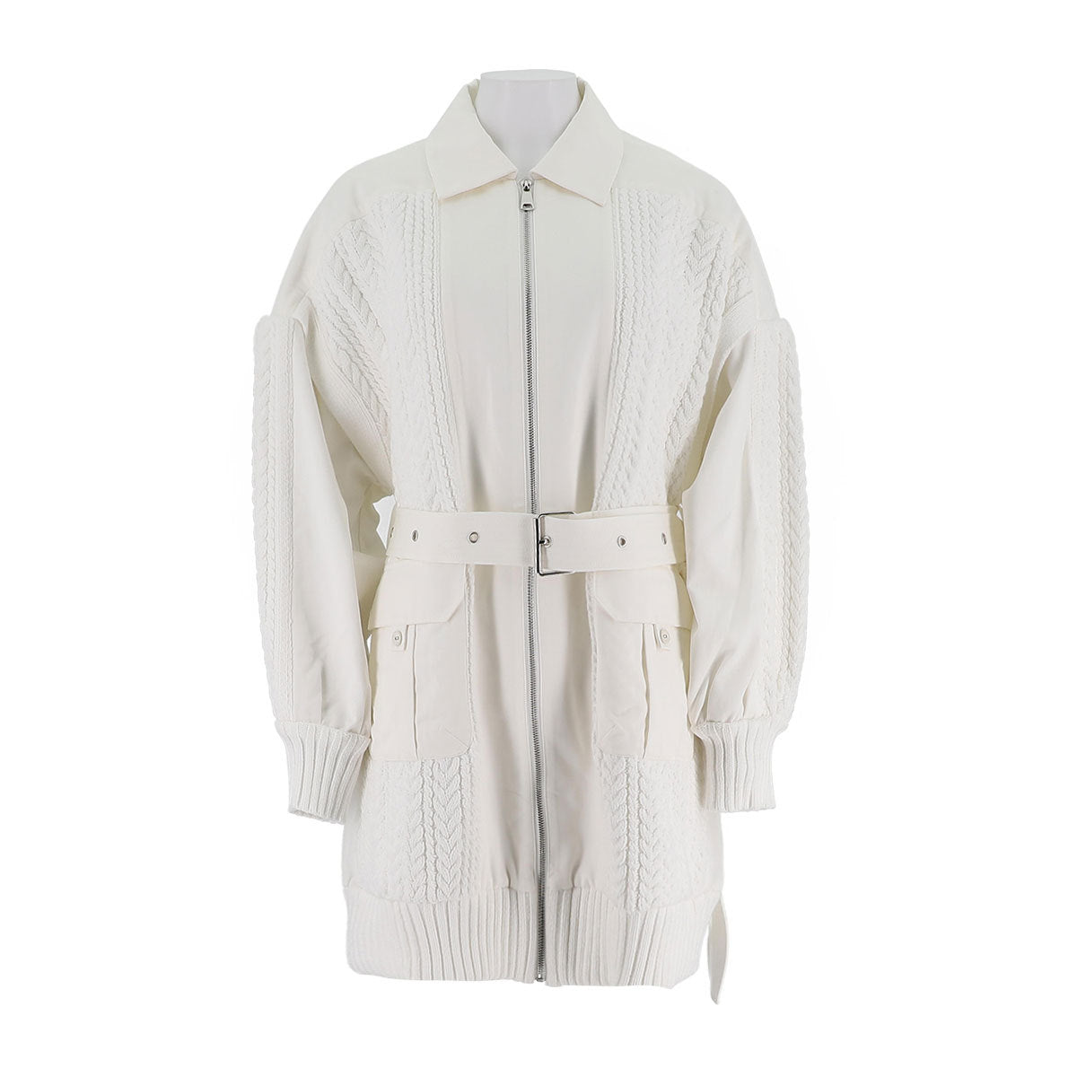 Mixed Media Belted Coat