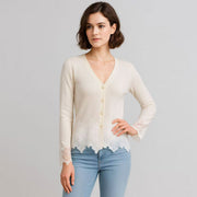 Embroidered Lace Merino Wool Cardigan