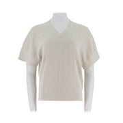 V Neck Short Sleeve Knit Pullover