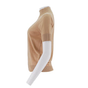 High Neck Short Sleeved Knitted Sweater