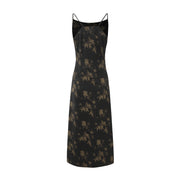 Ink Printed Swing Collar Suspender Dress
