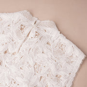 Embroidered Lace Mid-Length Button Up Top