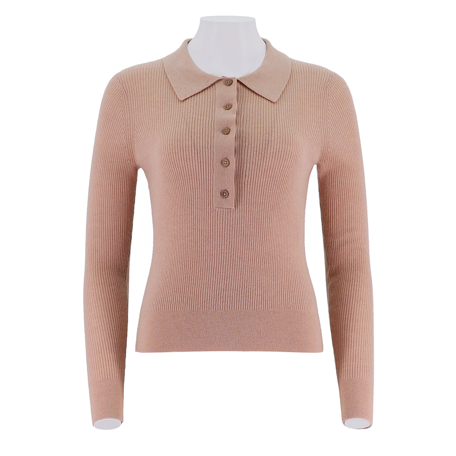 Women's reverse collar half open chest long sleeved shirt