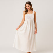 Lace Bodice Long Woven Dress