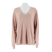 Oversized V-Neck Combed Cotton Pullover