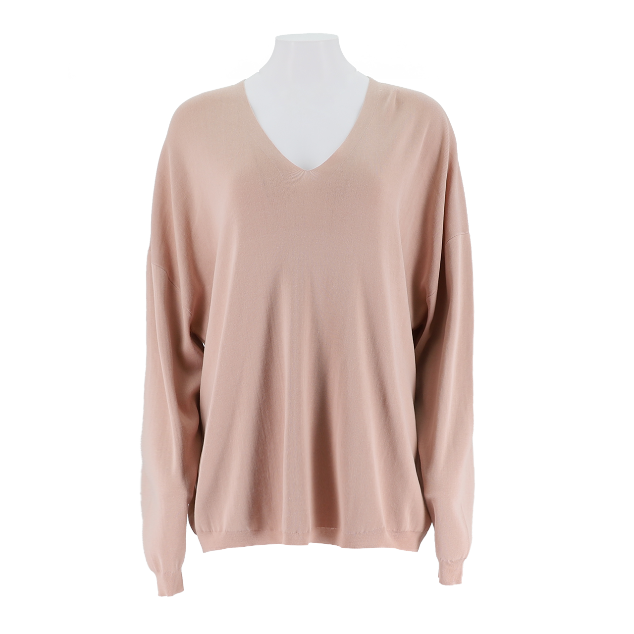 Oversized V-Neck Combed Cotton Pullover