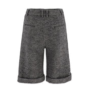 Herringbone Patterned Woolen Shorts