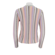 Crew Neck Mixed Yarn Striped Cardigan