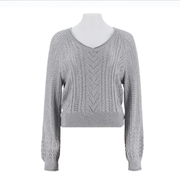 Women'S V-Neck Long Sleeved Top