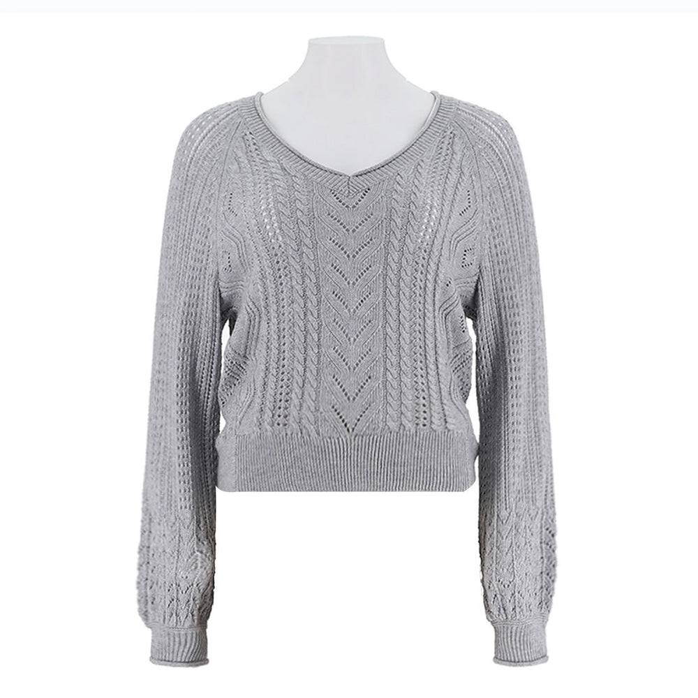 Women'S V-Neck Long Sleeved Top
