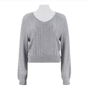 Women'S V-Neck Long Sleeved Top