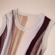 U-Neck Mixed Yarn Striped Tank Dress