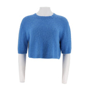 Womens Alpaca-Blend Cropped Short Sleeve Sweater