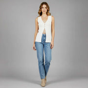V-Neck Sleeveless Fitted Cardigan