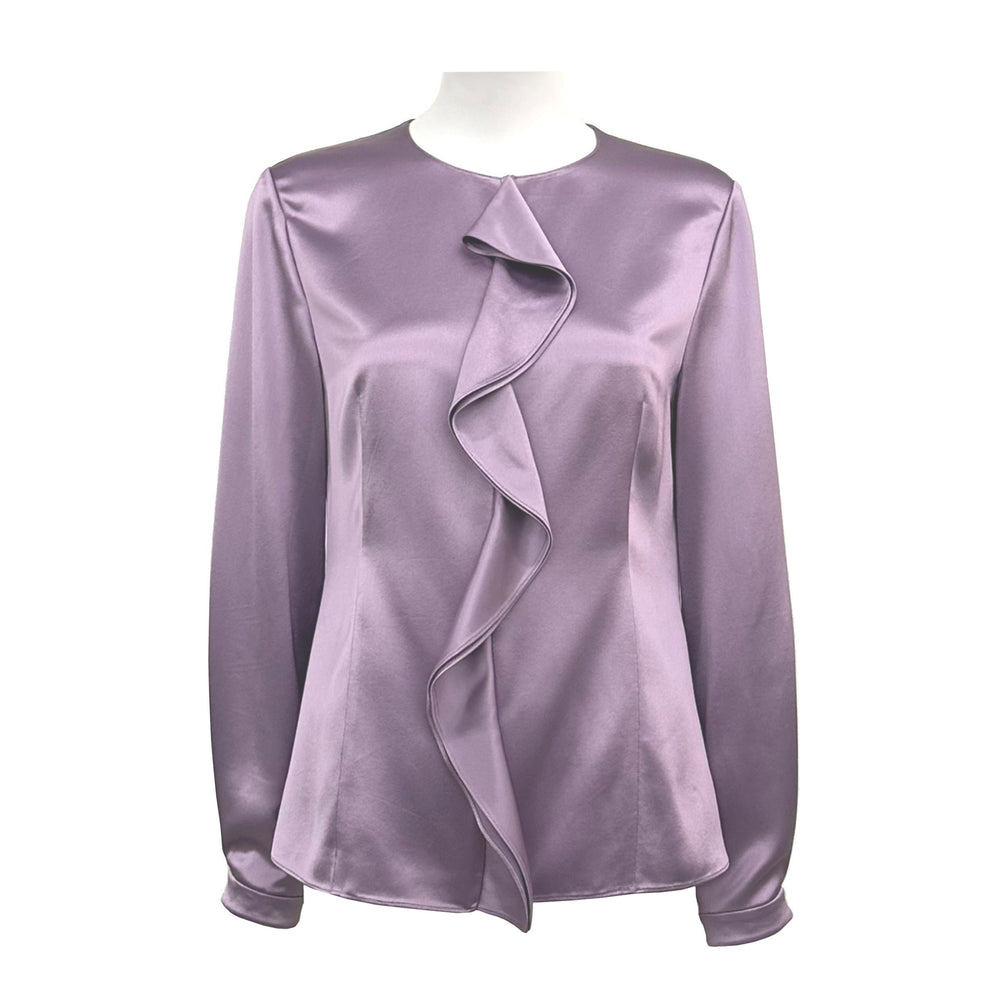 Round Neck Ruffle Trimmed Long Sleeved Shirt