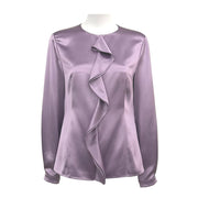 Round Neck Ruffle Trimmed Long Sleeved Shirt