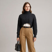 High Neck Knitted Pullover Sweater