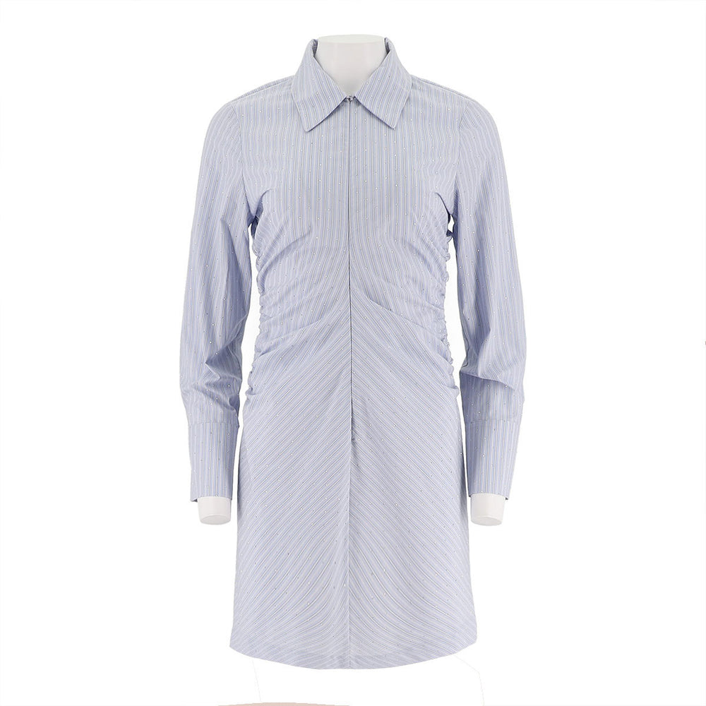 Gathered Poplin Shirt Dress