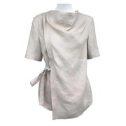 Linen Lace Up Short Sleeved Top