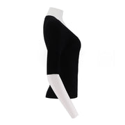 Fitted U-Neck Half Zip Knit Top