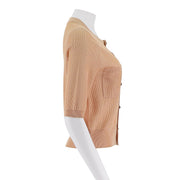 Ribbed Short Sleeve Button Up Cardigan