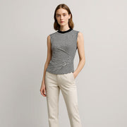 Round Neck Sleeveless Striped Shirt