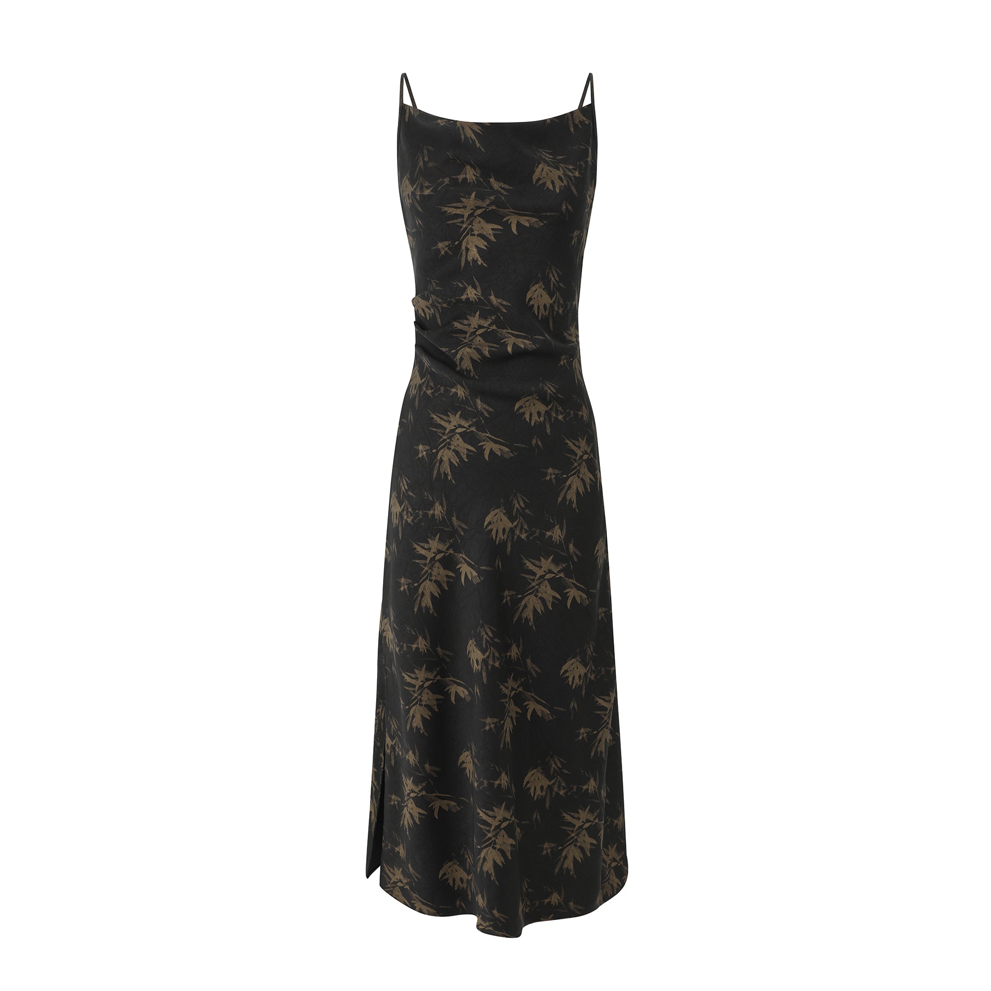 Ink Printed Swing Collar Suspender Dress