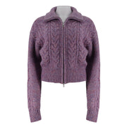 Zipper Mixed Color Woolen Jacket