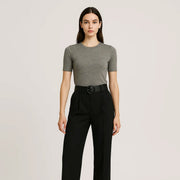 Round Neck Slim Fit Knitted Pullover