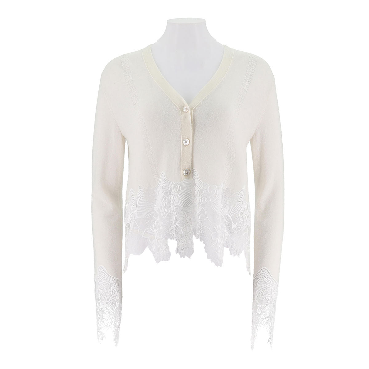 Embroidered Lace Merino Wool Cardigan
