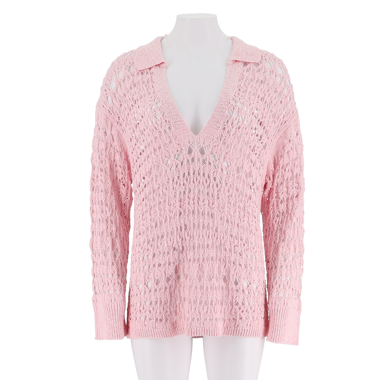 Collared Crochet Stitch Knit Pullover