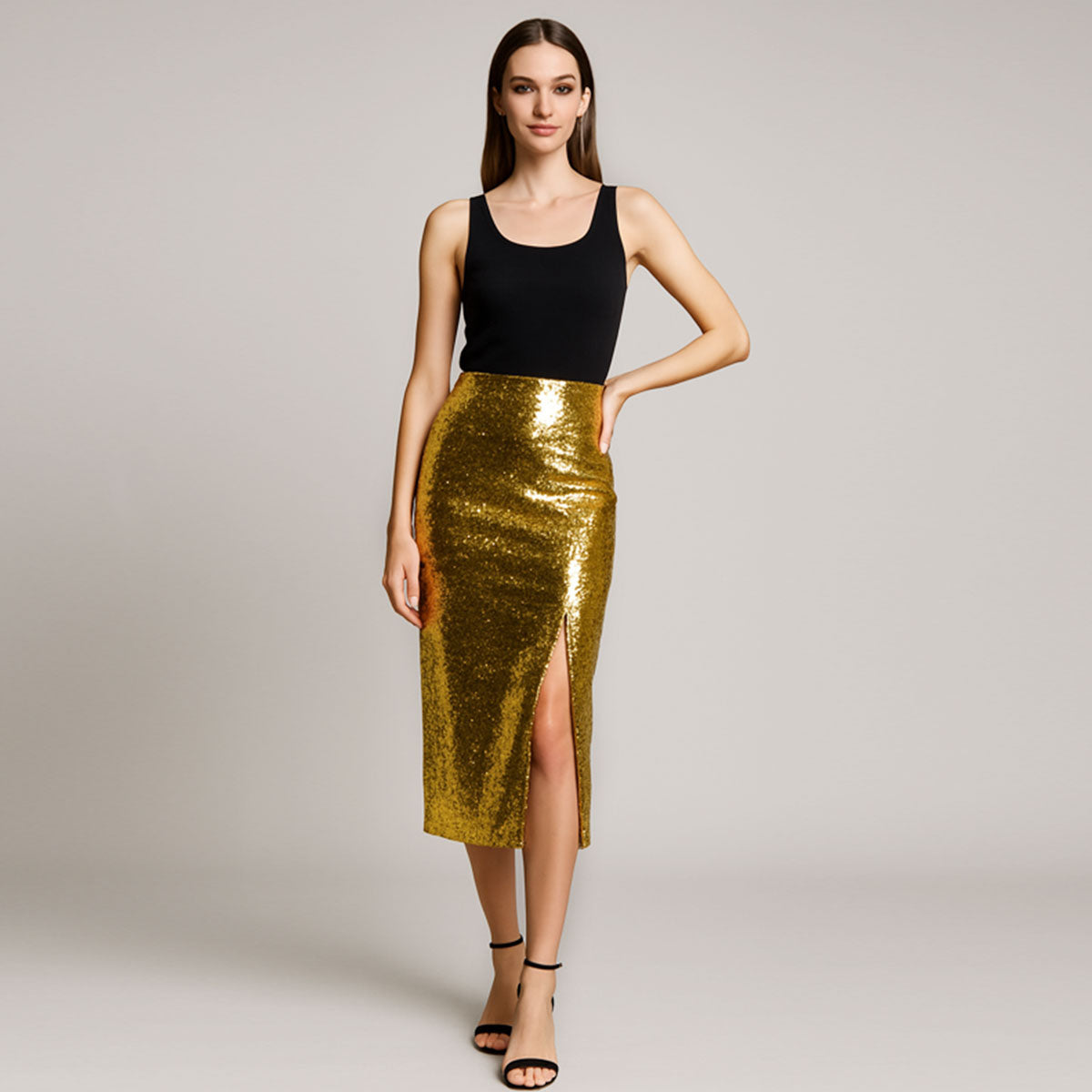 Sparkling irregular skirt