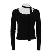 Viscose Span Round Neck Top With Tie