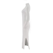 Round Neck Long Sleeved Slim And Elongated Dress