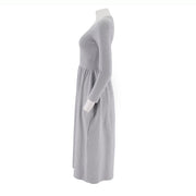 Round Neck Slim Fit Pleated Dress