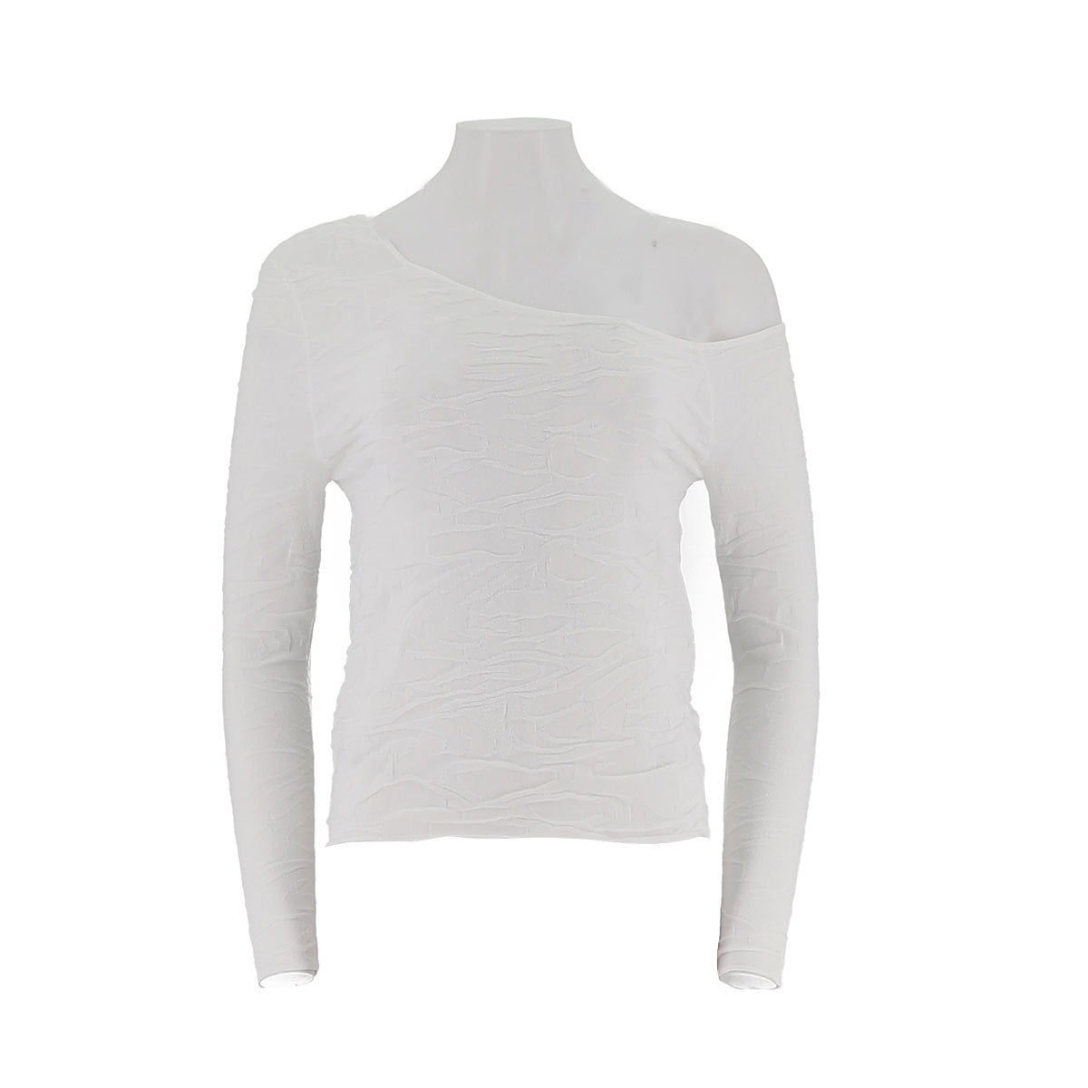 Irregular Sloping Shoulder Collar Tight Fitting Pullover