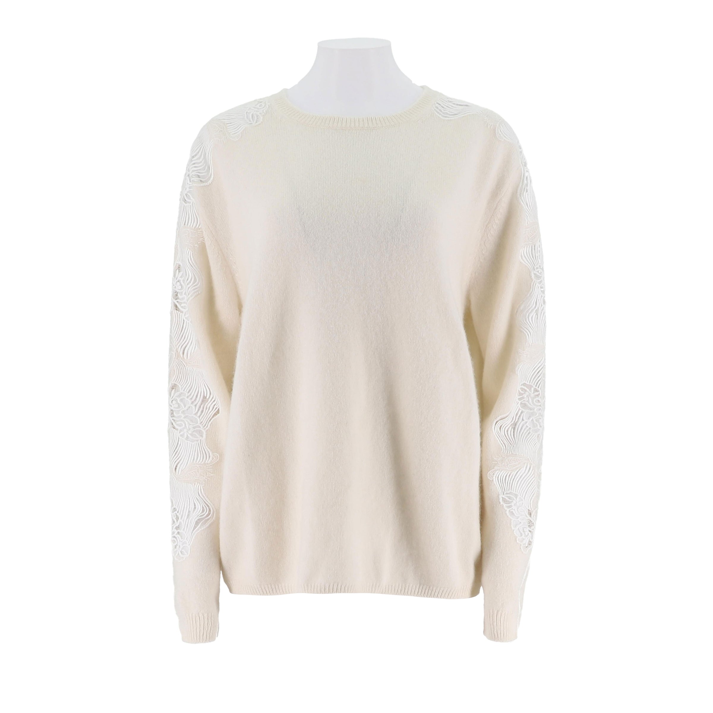 Lace Cutouts Merino Wool Sweater