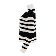 Crew Neck Striped Button Up Cardigan