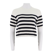 Women'S Round Neck Mid Sleeve Striped Shirt