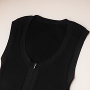 Fitted U-Neck Half Zip Tank Dress