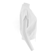 Embroidered Drop Shoulder Zip Up Top