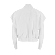 Embroidered Drop Shoulder Zip Up Top