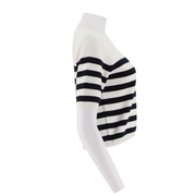 Women'S Round Neck Mid Sleeve Striped Shirt