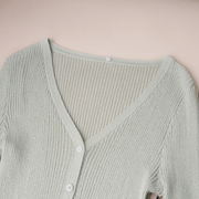 Ribbed Cardigan With Detachable Neck Tie