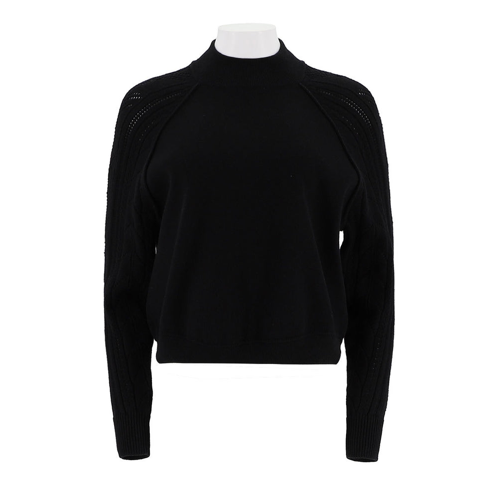 Mock-Neck Raglan Knit Pullover
