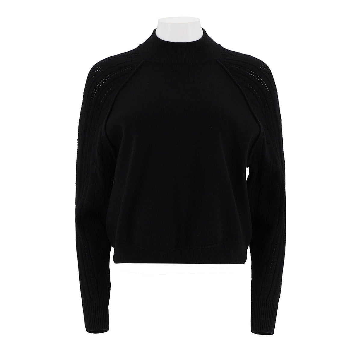Mock-Neck Raglan Knit Pullover