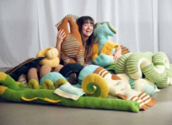 Colorful circular knit installation